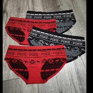Bundle of 4 Fair Isle holiday panties PINK NWOT